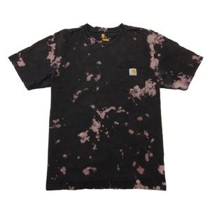 Carhartt T-Shirt Logo Pocket Mens M Bleach Dye Original Fit Crew NeckTee